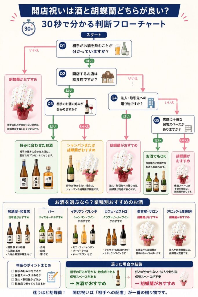 開店祝い　お酒　フローチャート